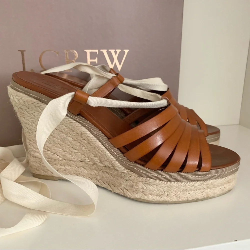 J. Crew leather espadrille wedge sandals Italy